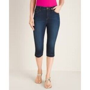 Chicos Skinny Leg Capri Jeans Womens 1 US 8 Blue Dark Wash Stretch NEW